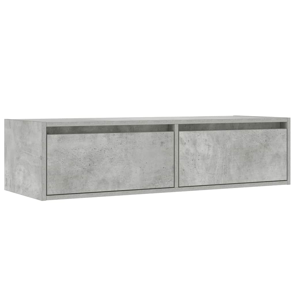 TV ormarić s LED svjetlima siva boja betona 100X35,5x25 cm