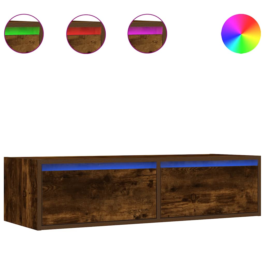 TV ormarić s LED svjetlima boja dimljenog hrasta 100X35,5x25 cm