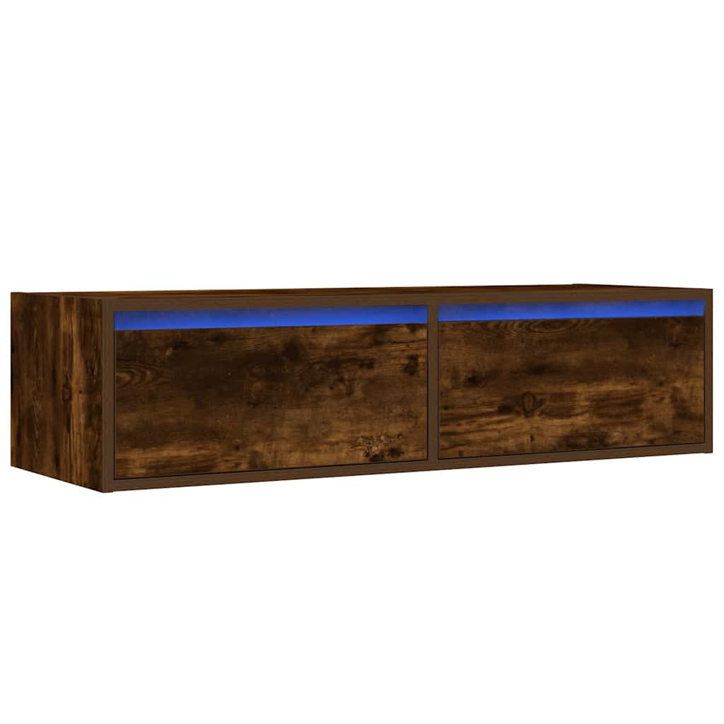 TV ormarić s LED svjetlima boja dimljenog hrasta 100X35,5x25 cm