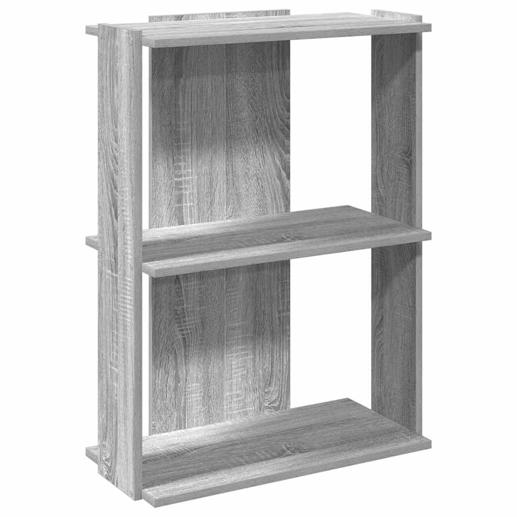 Regal za knjige s 3 razine siva boja hrasta 60x30x80 cm drveni