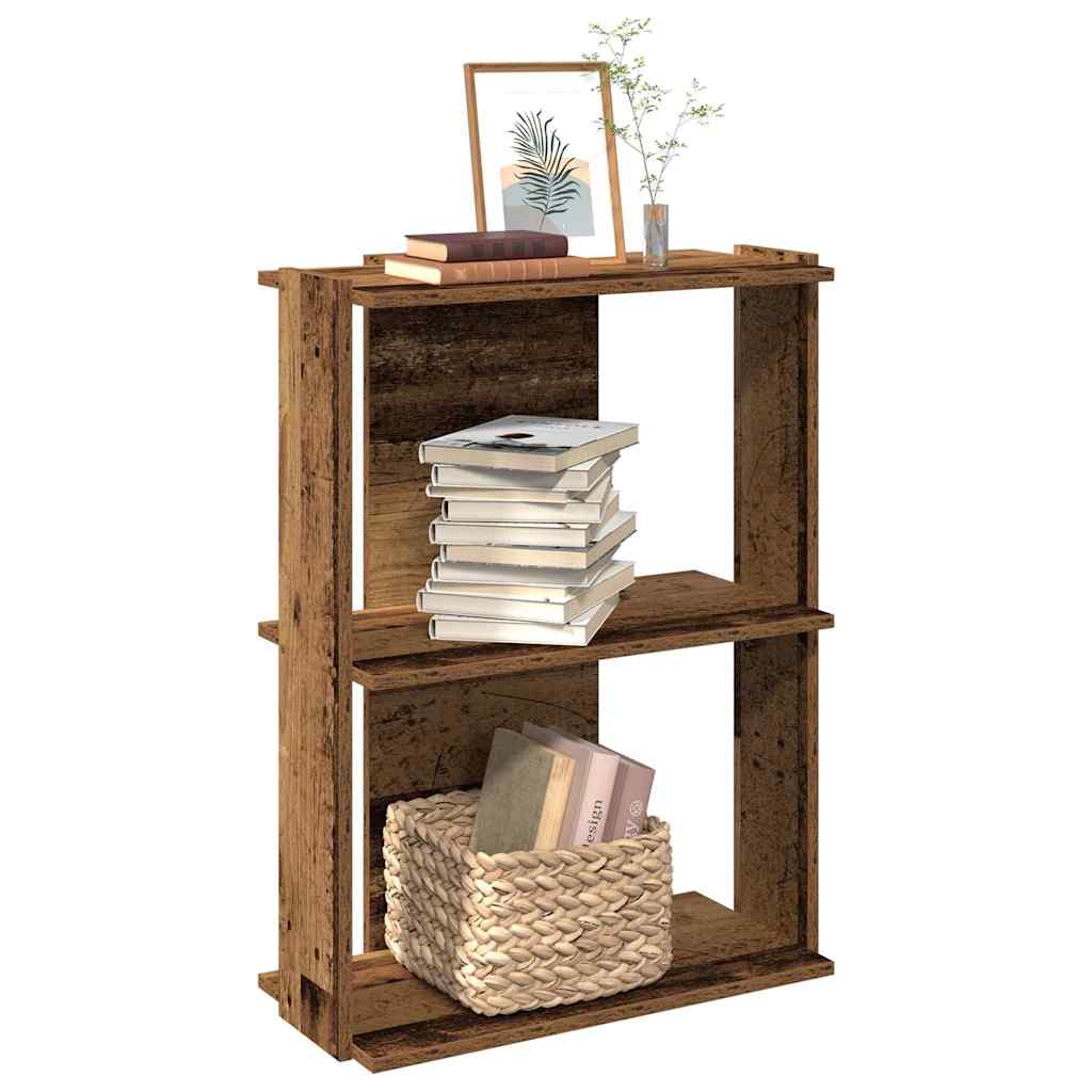 Regal za knjige s 3 razina boja staro drvo 60x30x80 cm drveni
