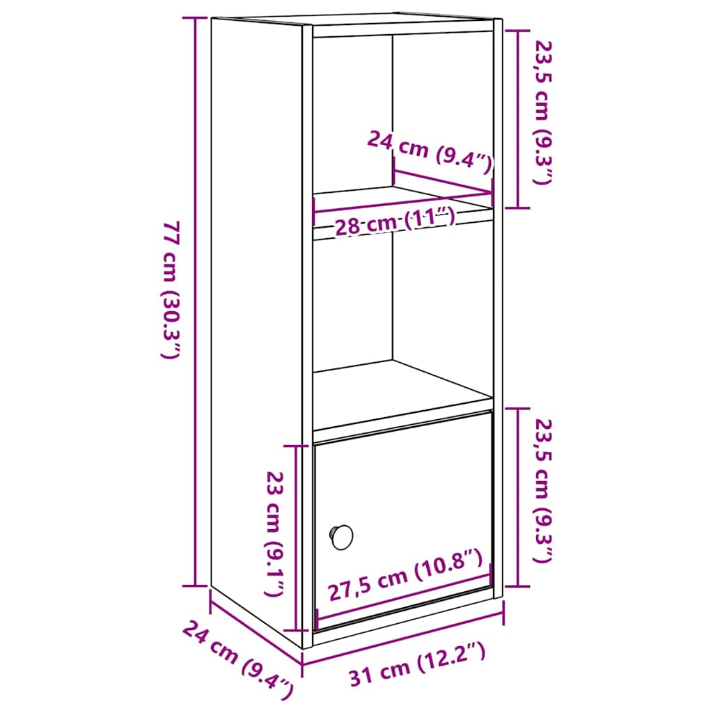 Regal za knjige boja hrasta 31x24x77 cm od konstruiranog drva