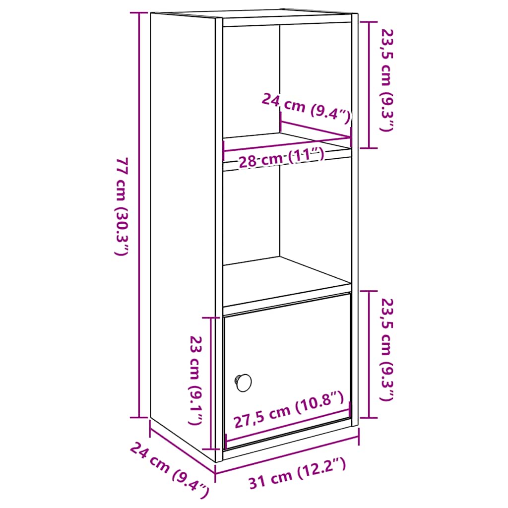 Regal za knjige boja starog drva 31x24x77 cm konstruirano drvo