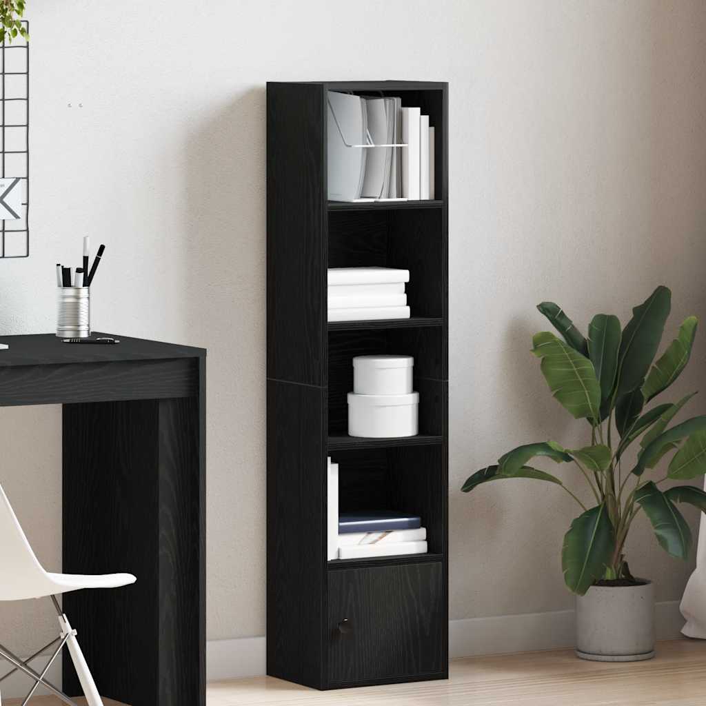 Regal za knjige crni hrasta 31x24x127 cm od konstruiranog drva