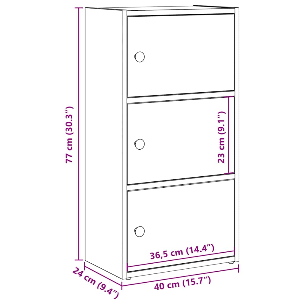 Regal za knjige crni hrasta 40x24x77 cm od konstruiranog drva