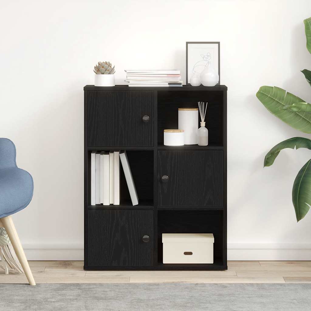 Regal za knjige crni hrasta 60x24x76,5 cm od konstruiranog drva