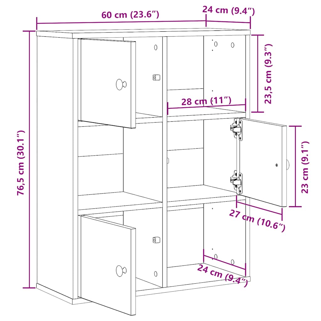 Regal za knjige boja hrasta 60x24x76,5 cm od konstruiranog drva