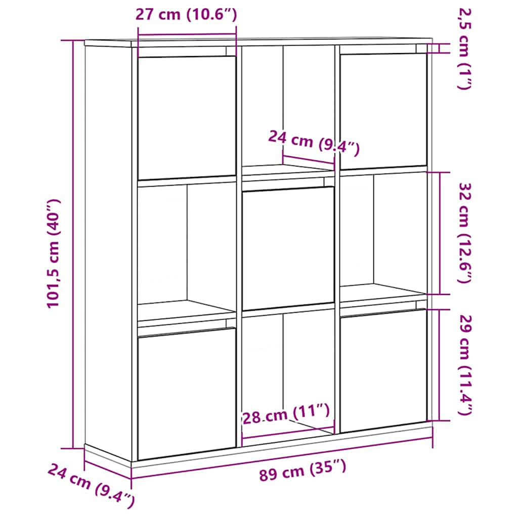 Regal za knjige crni hrasta 89x24x101,5cm od konstruiranog drva