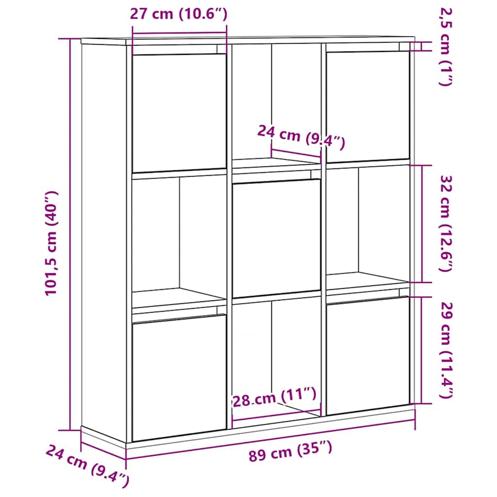 Regal za knjige boja hrasta 89x24x101,5 cm konstruirano drvo