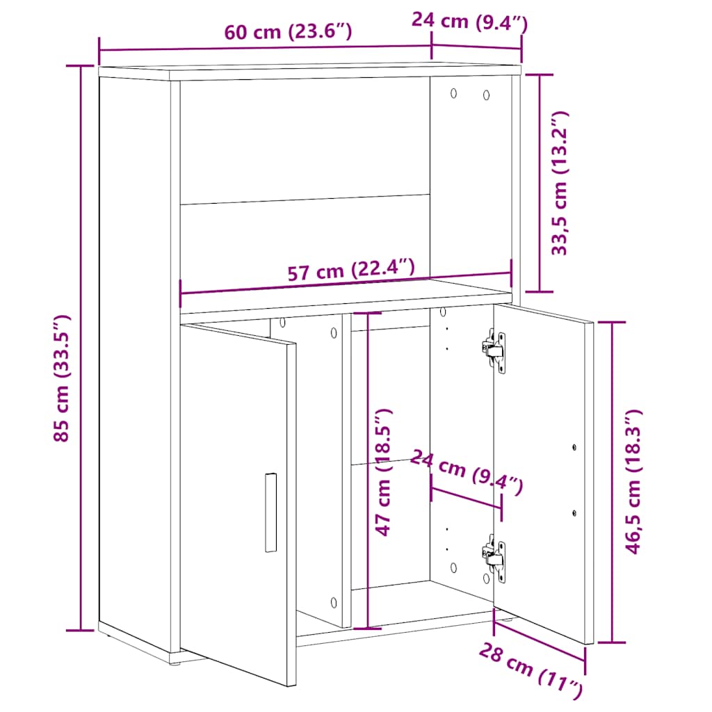 Regal za knjige boja betona 60x24x85 cm konstruirano drvo