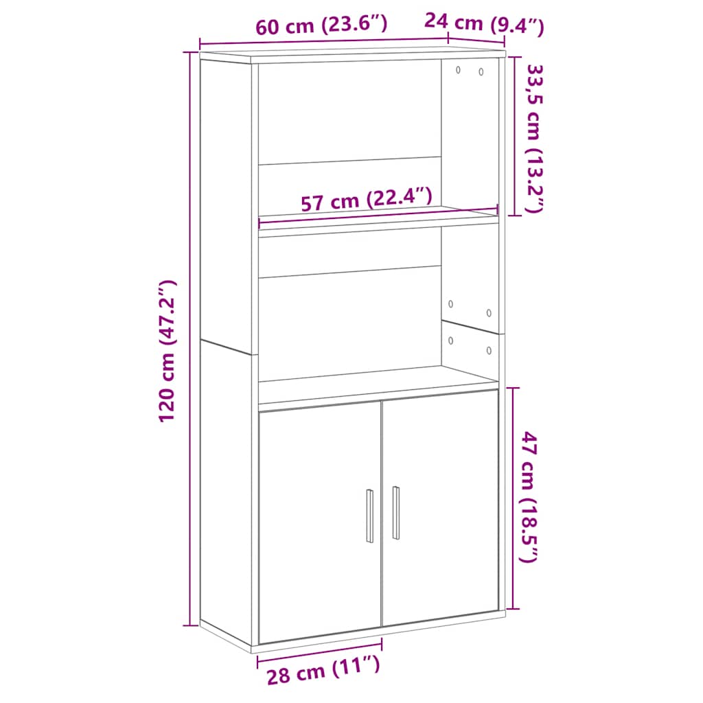 Regal za knjige boja hrasta 60x24x120 cm konstruirano drvo