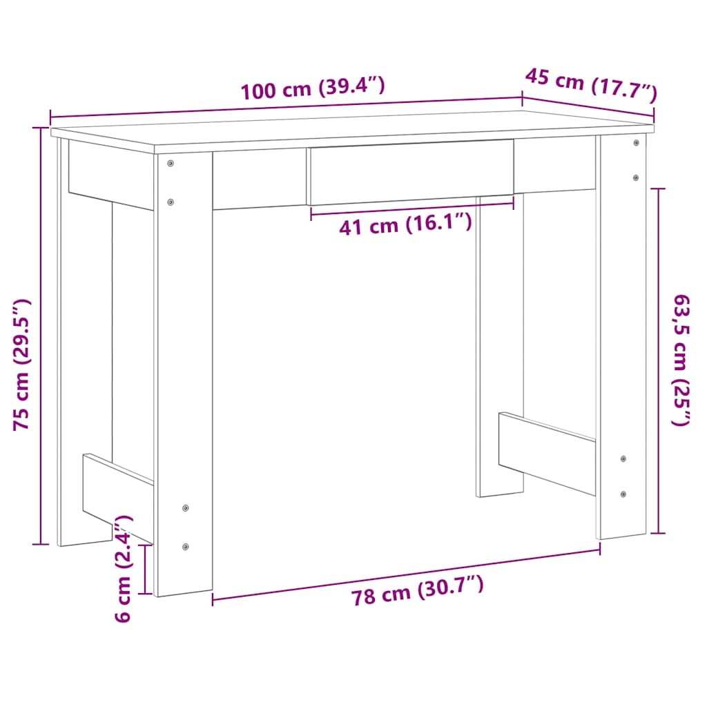 Radni stol boja hrasta sonome 100x45x75 cm konstruirano drvo