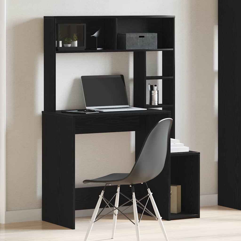 Radni stol s policama crni 100x45x140 cm konstruirano drvo