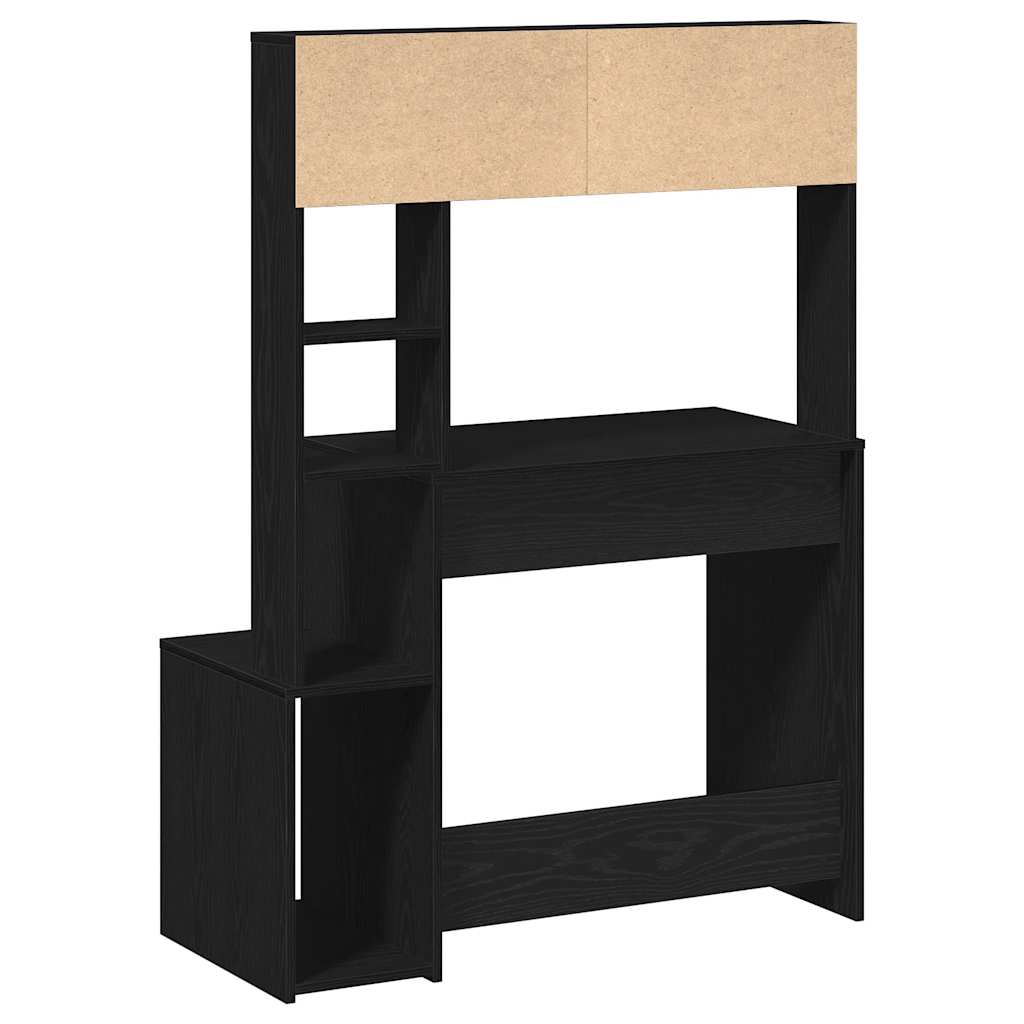 Radni stol s policama crni 100x45x140 cm konstruirano drvo