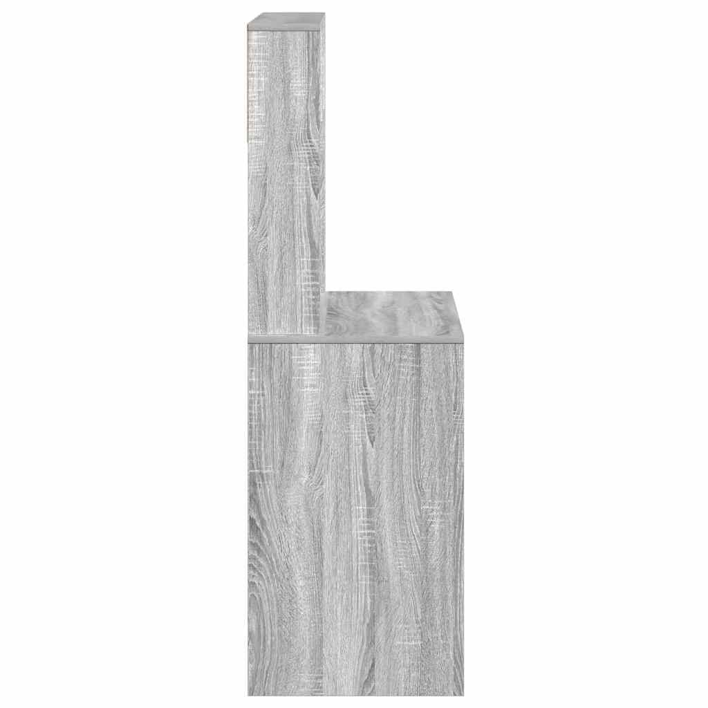 Radni stol s policama siva boja hrasta 100x45x140 cm drveni
