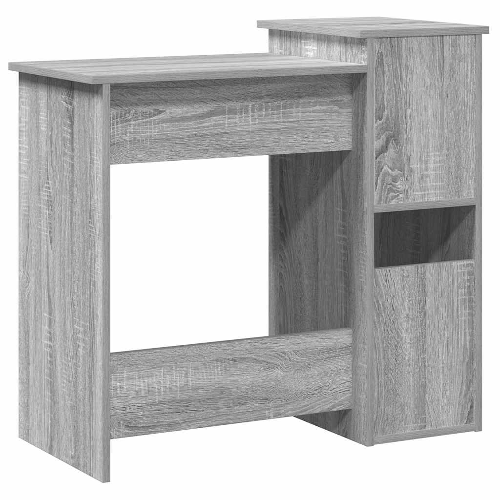 Radni stol s policama siva boja hrasta 84x40x78 cm drveni