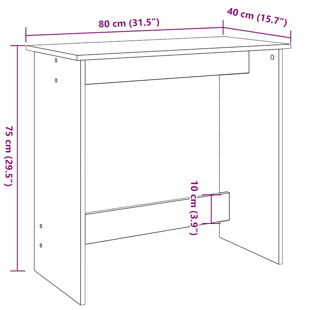 Radni stol crni 80 x 40 x 75 cm od iverice