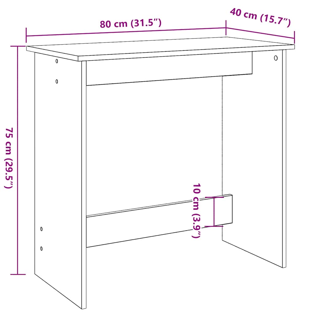 Radni stol boja starog drva 80 x 40 x 75 cm konstruirano drvo