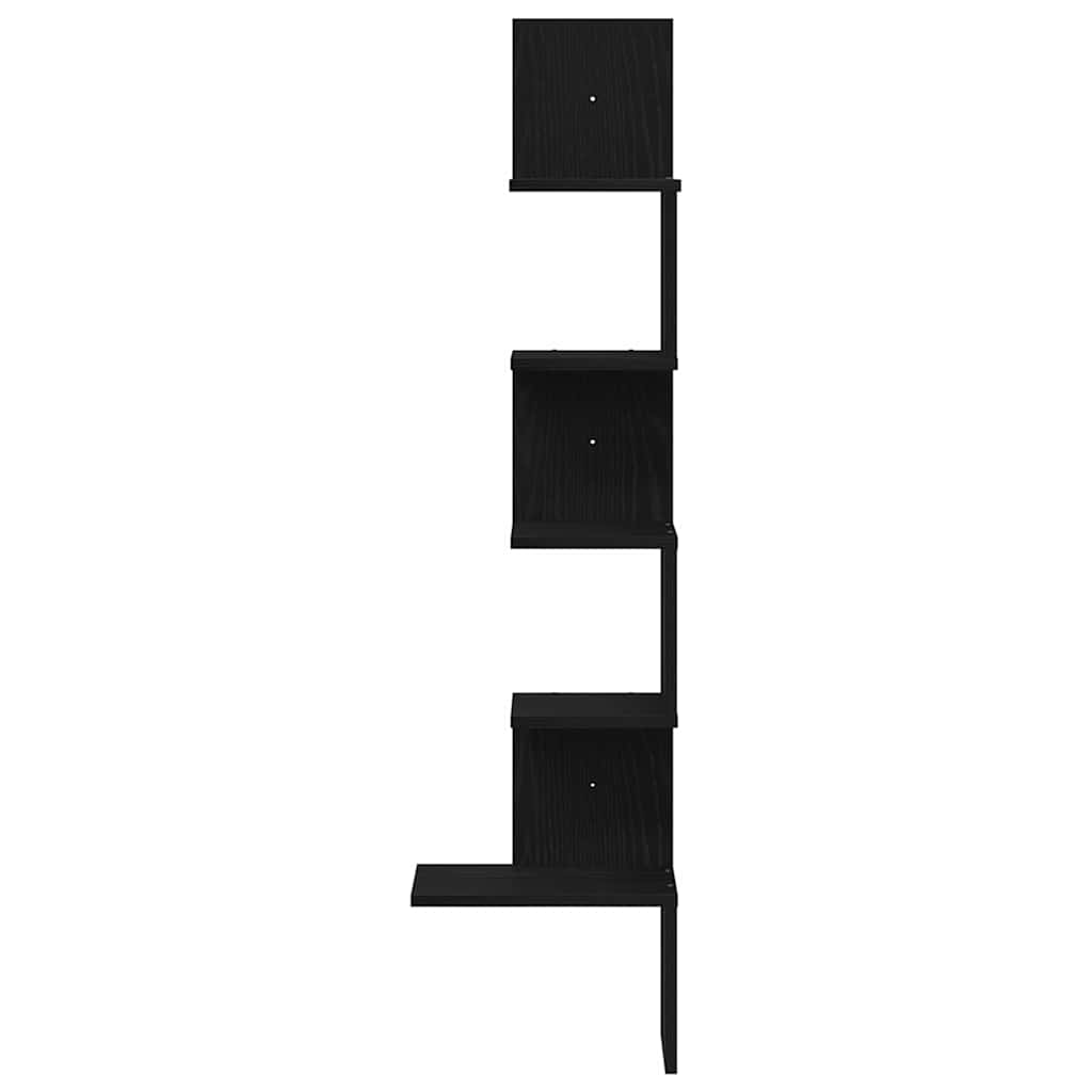 Zidne kutne police crne 32x32x127,5 cm od iverice
