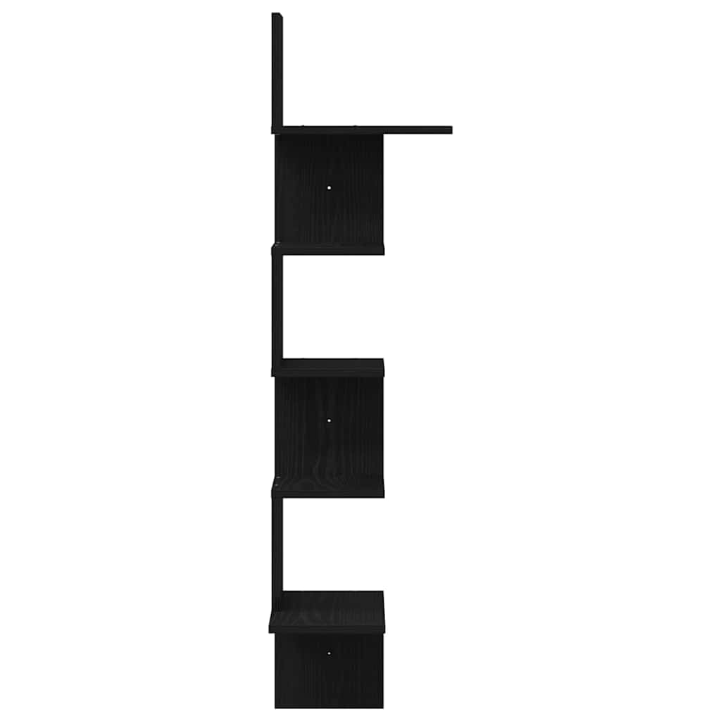 Zidne kutne police crne 32x32x127,5 cm od iverice