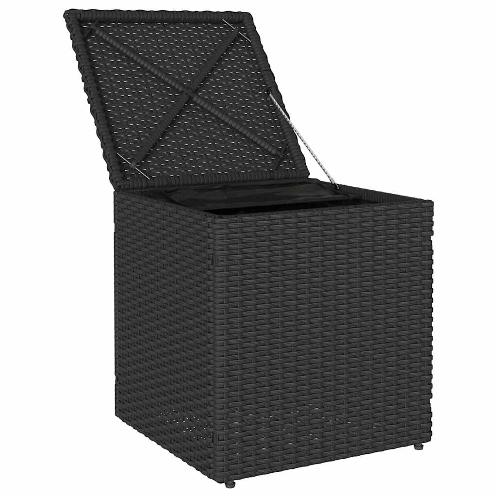 Vrtni tabure s jastucima 2 kom crni 40x40x43 cm poliratan