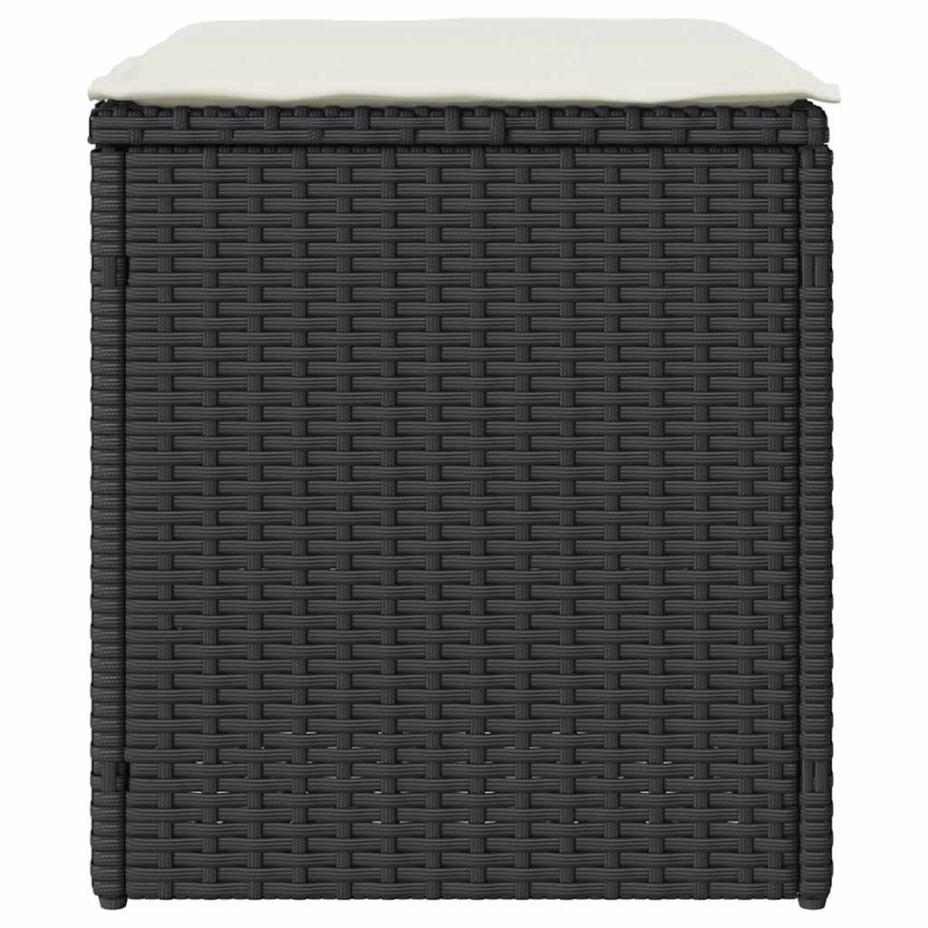 Vrtni tabure s jastucima 2 kom crni 40x40x43 cm poliratan
