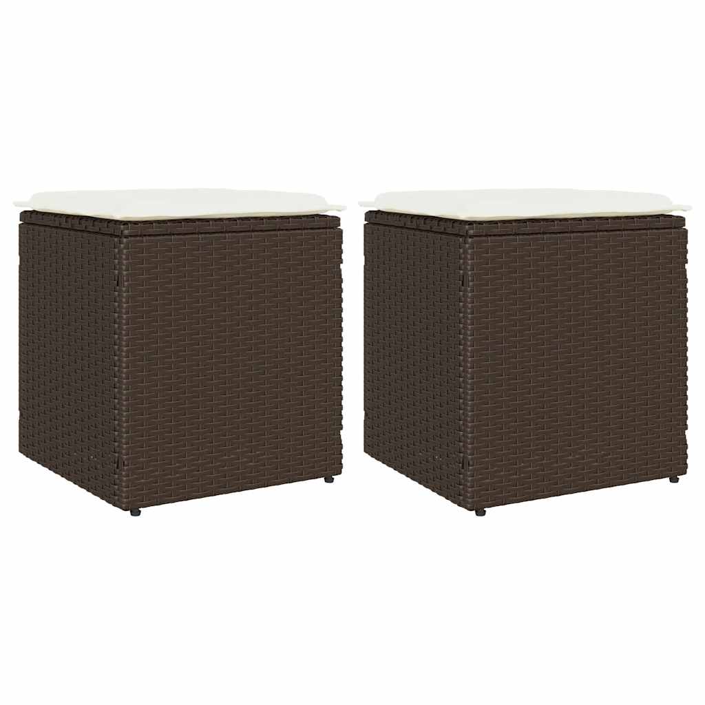 Vrtni stolci s jastucima 2 kom smeđi 40x40x43 cm poliratan