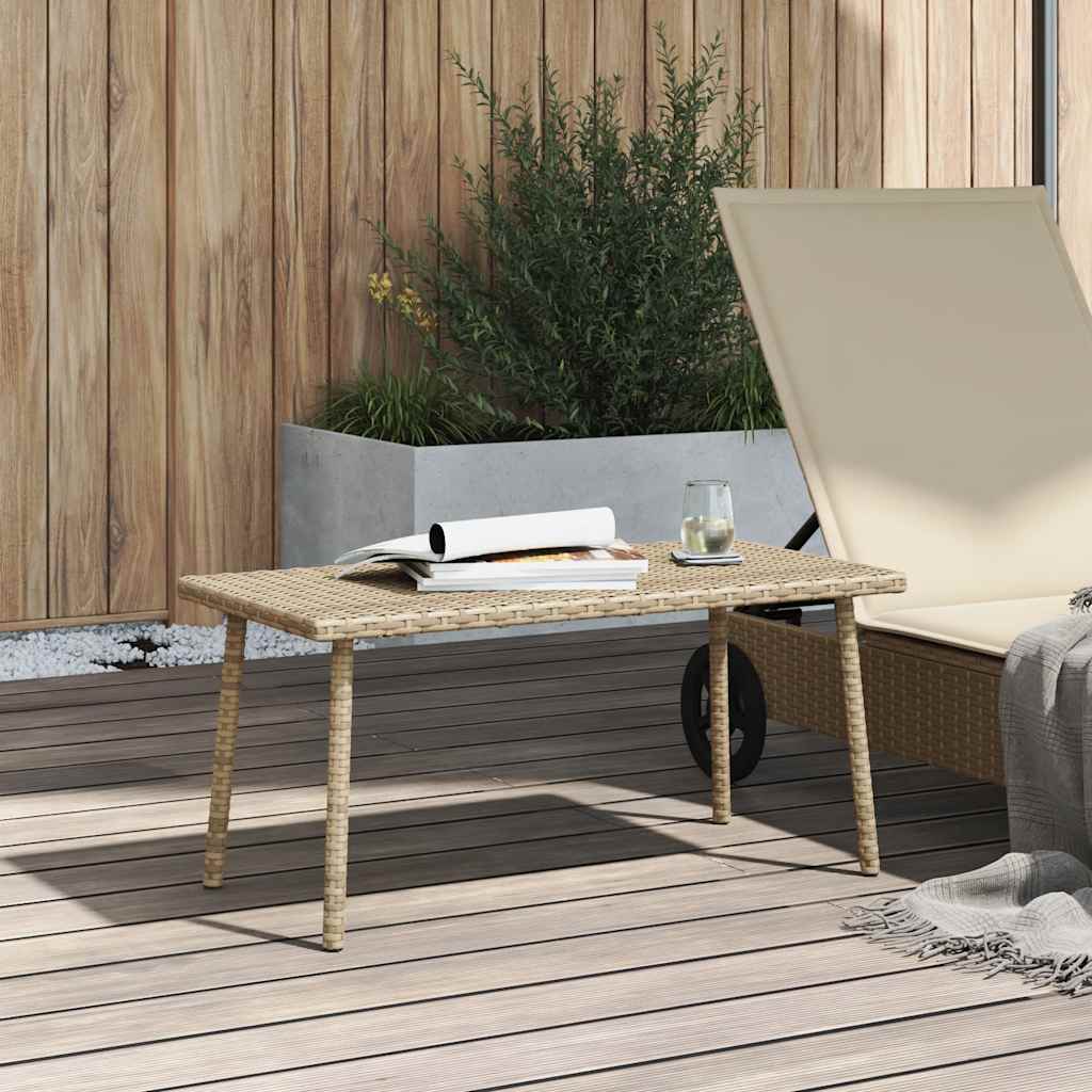 Vrtni stolić za kavu pravokutni bež 80x40x37 cm poliratan