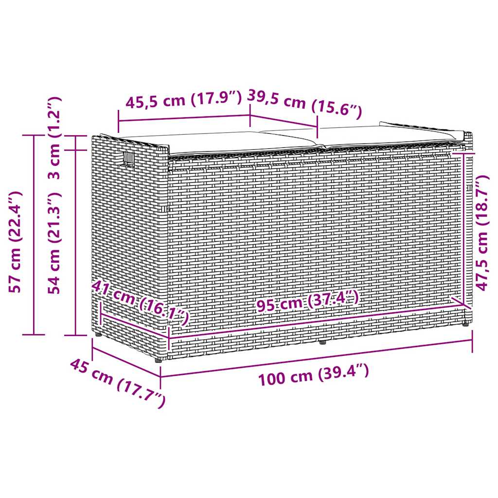 Vanjska klupa za odlaganje s crnim jastukom 100 cm