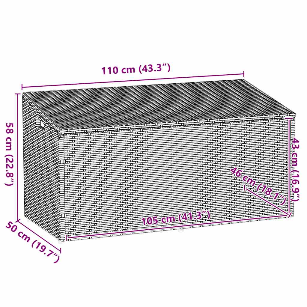 Vrtna kutija za pohranu svijetlosiva 110x50x58 cm od poliratana