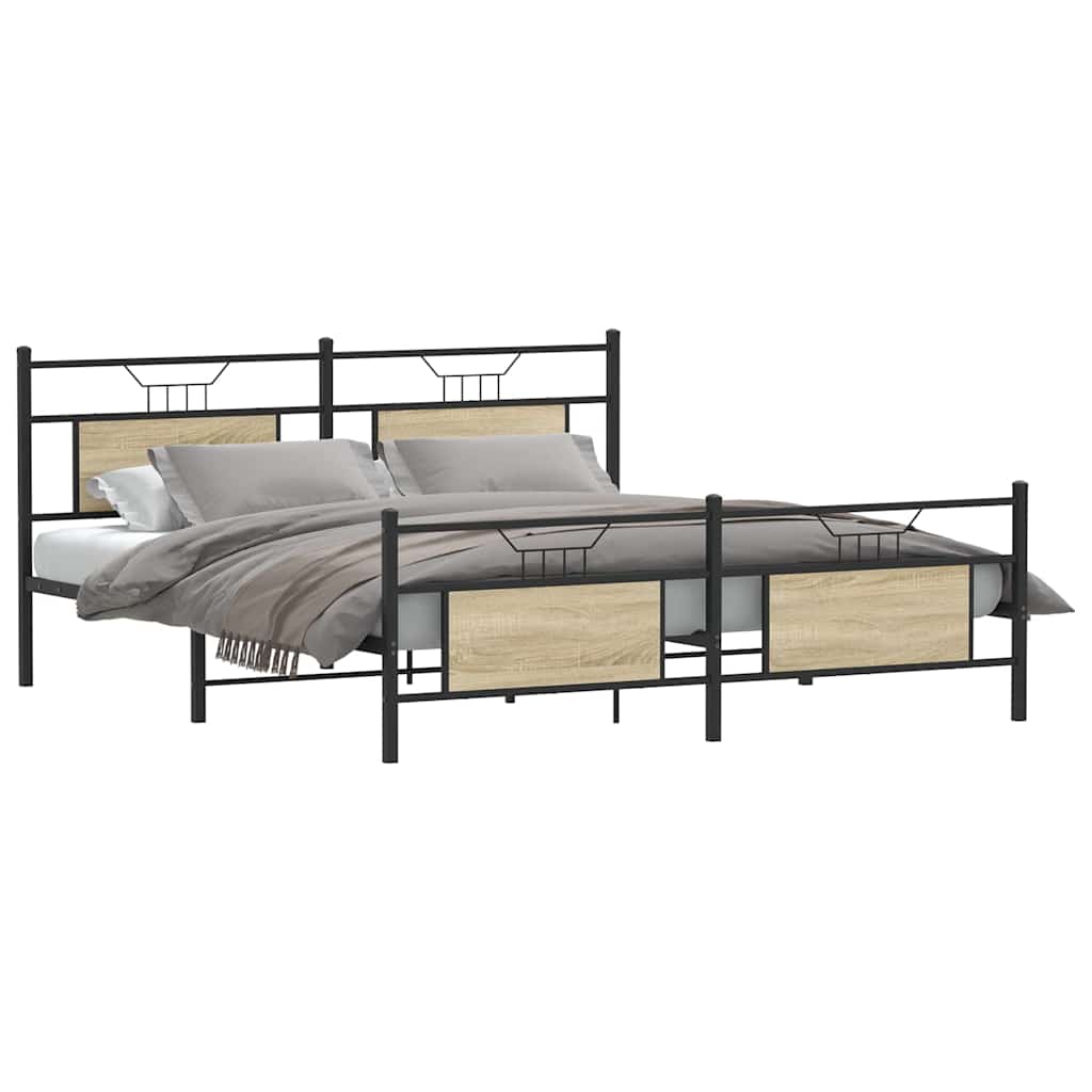 Metalni okvir kreveta bez madraca boja hrasta sonome 160x200 cm