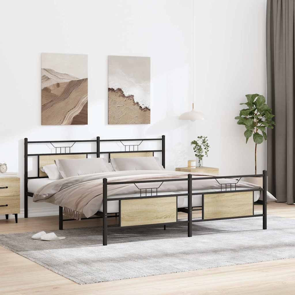 Metalni okvir kreveta bez madraca boja hrasta sonome 160x200 cm
