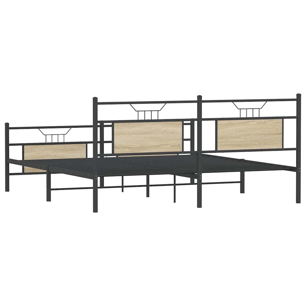 Metalni okvir kreveta bez madraca boja hrasta sonome 180x200 cm