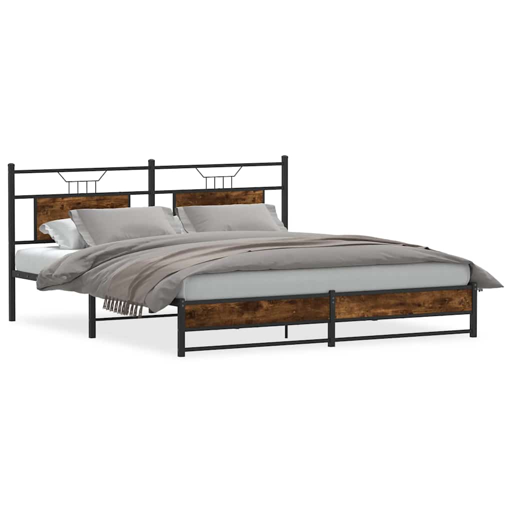 Metalni okvir kreveta bez madraca boja hrasta 183x213 cm
