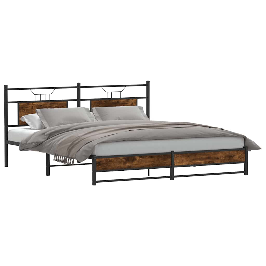 Metalni okvir kreveta bez madraca boja hrasta 183x213 cm