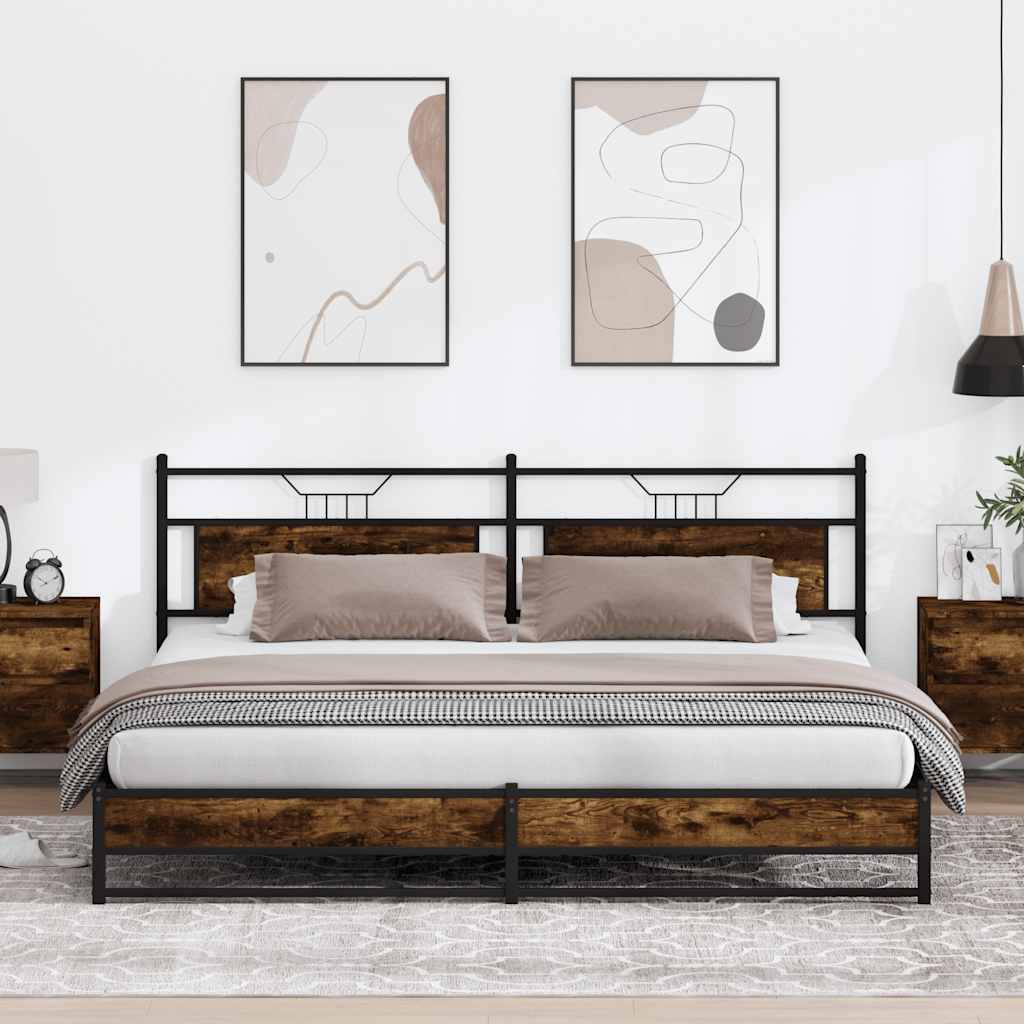 Metalni okvir kreveta bez madraca boja hrasta 200x200 cm