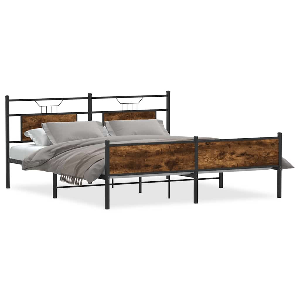Metalni okvir kreveta bez madraca boja hrasta 183x213 cm