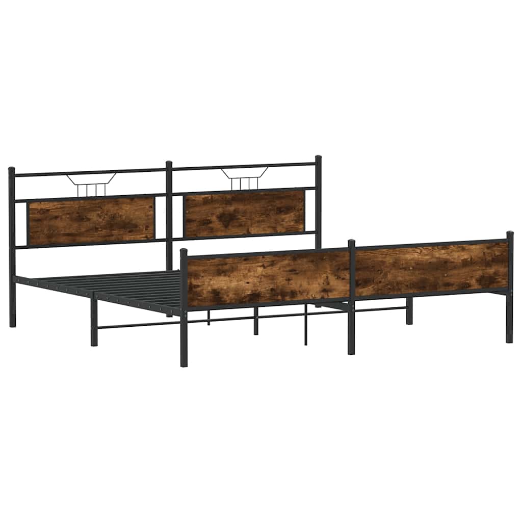 Metalni okvir kreveta bez madraca boja hrasta 183x213 cm