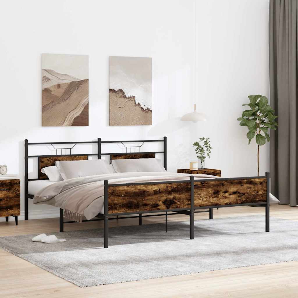 Metalni okvir kreveta bez madraca boja hrasta 183x213 cm