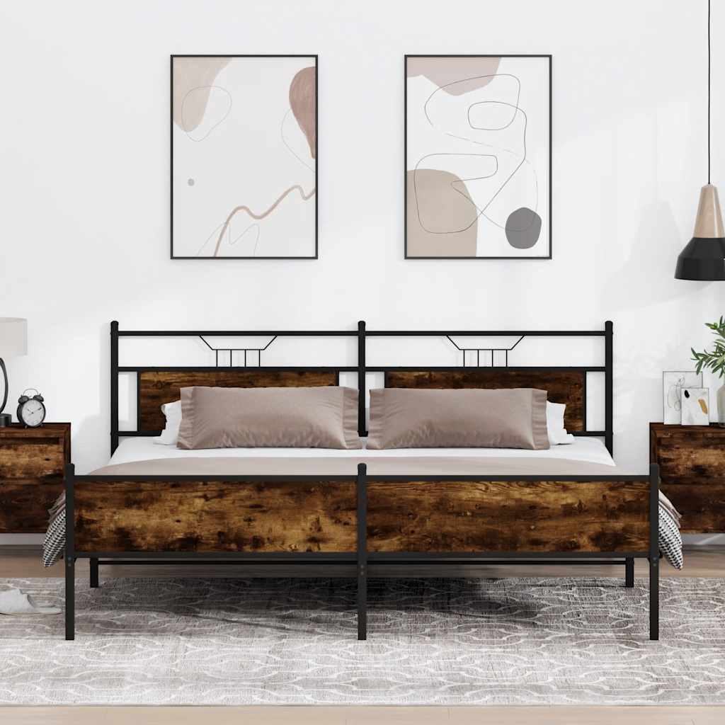 Metalni okvir kreveta bez madraca boja hrasta 200x200 cm