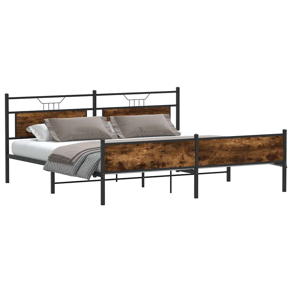Metalni okvir kreveta bez madraca boja hrasta 200x200 cm