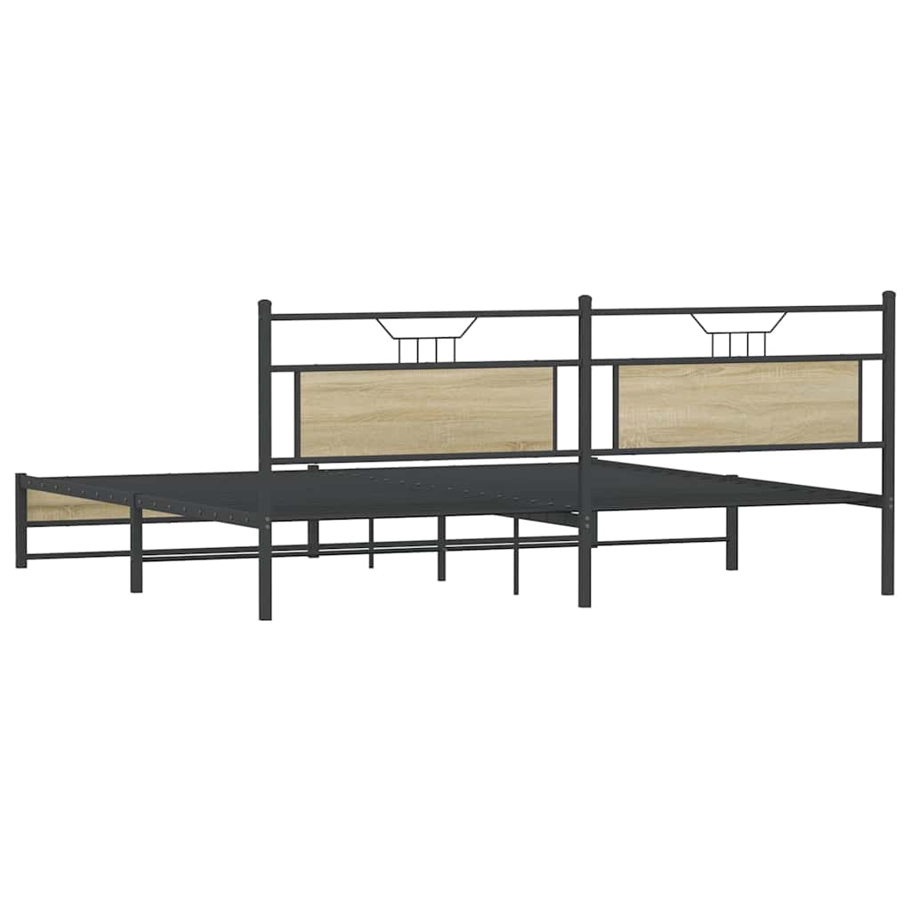 Metalni okvir kreveta bez madraca boja hrasta sonome 200x200 cm