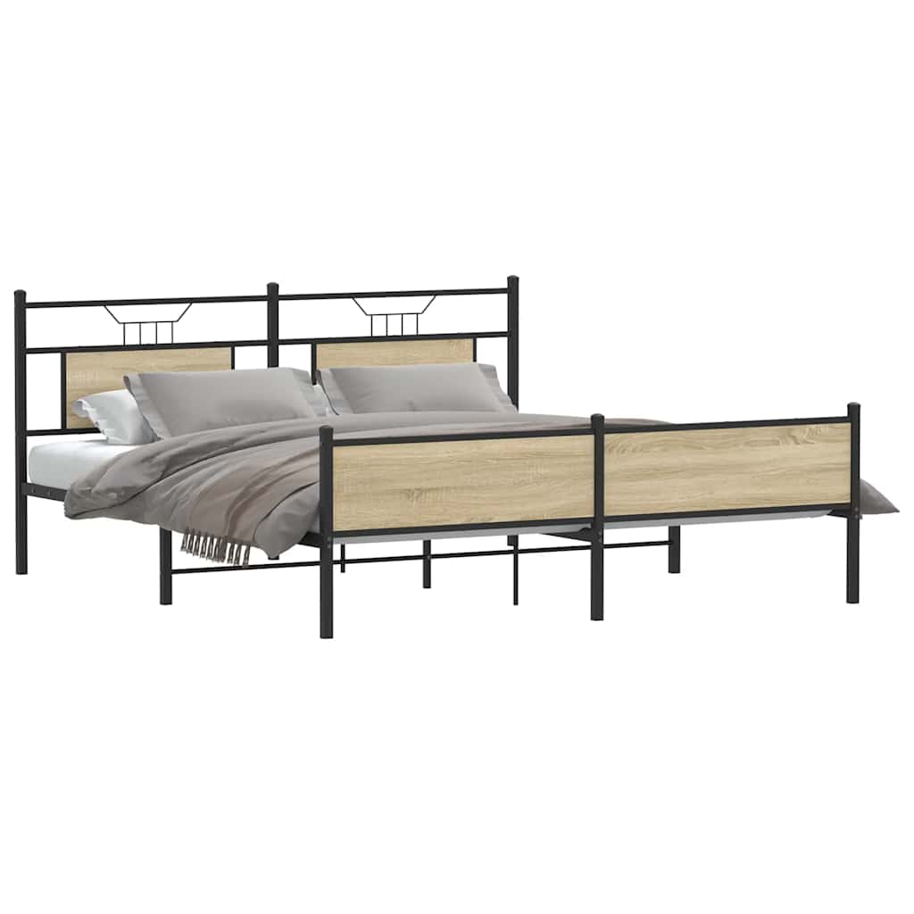 Metalni okvir kreveta bez madraca boja hrasta sonome 180x200 cm