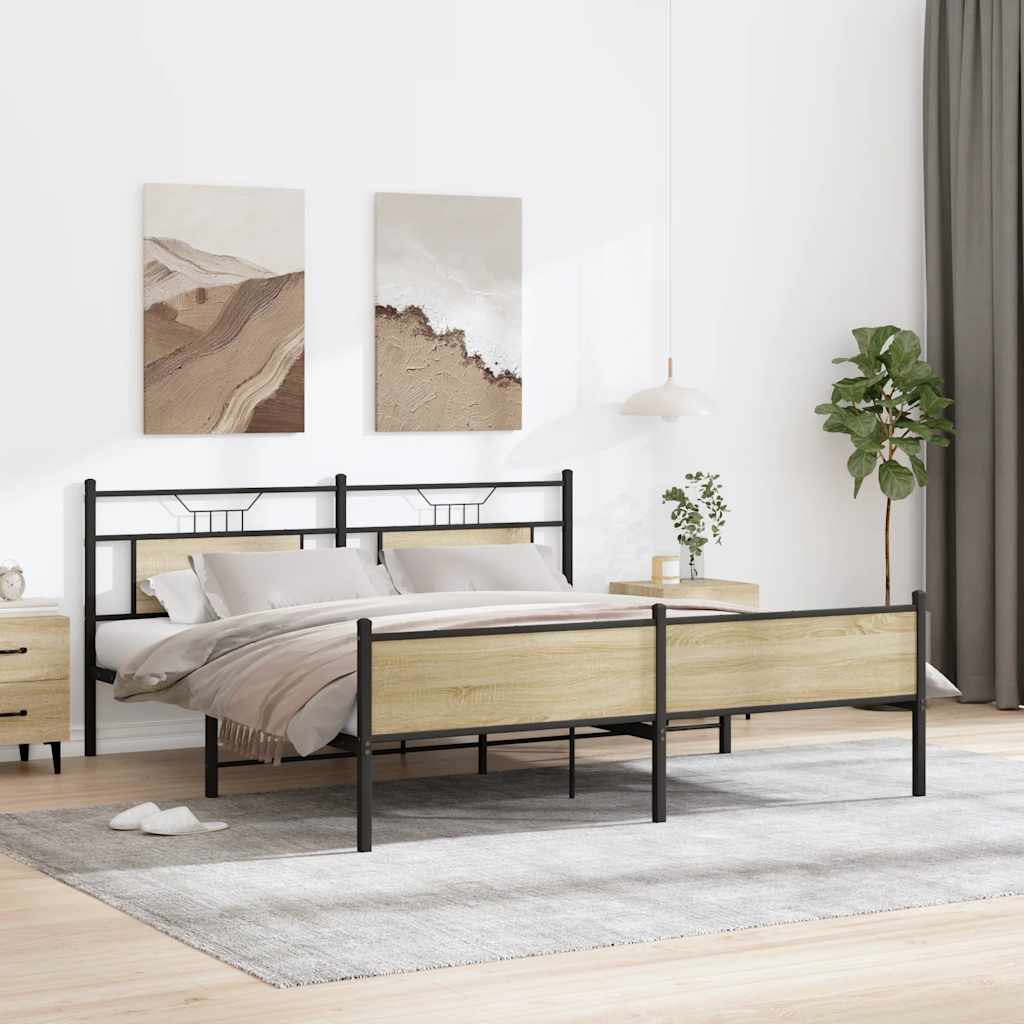 Metalni okvir kreveta bez madraca boja hrasta sonome 180x200 cm