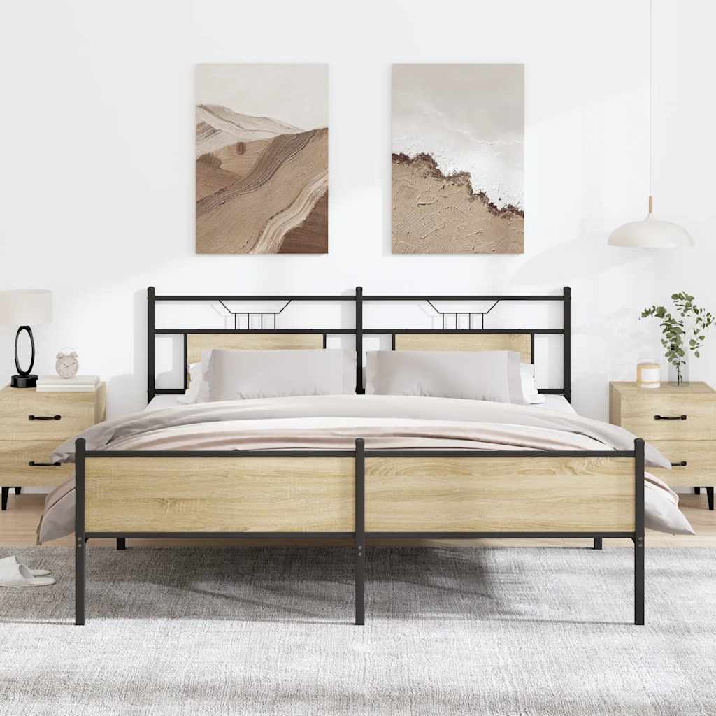 Metalni okvir kreveta bez madraca boja hrasta sonome 180x200 cm
