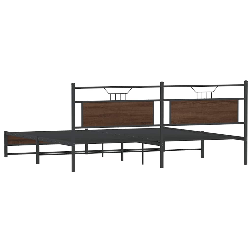 Metalni okvir kreveta bez madraca smeđa boja hrasta 200x200 cm