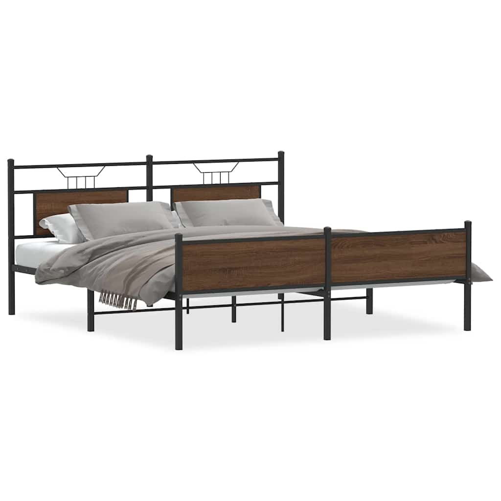 Metalni okvir kreveta bez madraca smeđa boja hrasta 183x213 cm