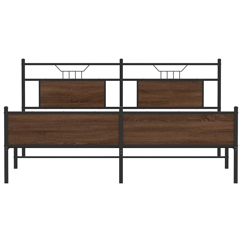 Metalni okvir kreveta bez madraca smeđa boja hrasta 183x213 cm