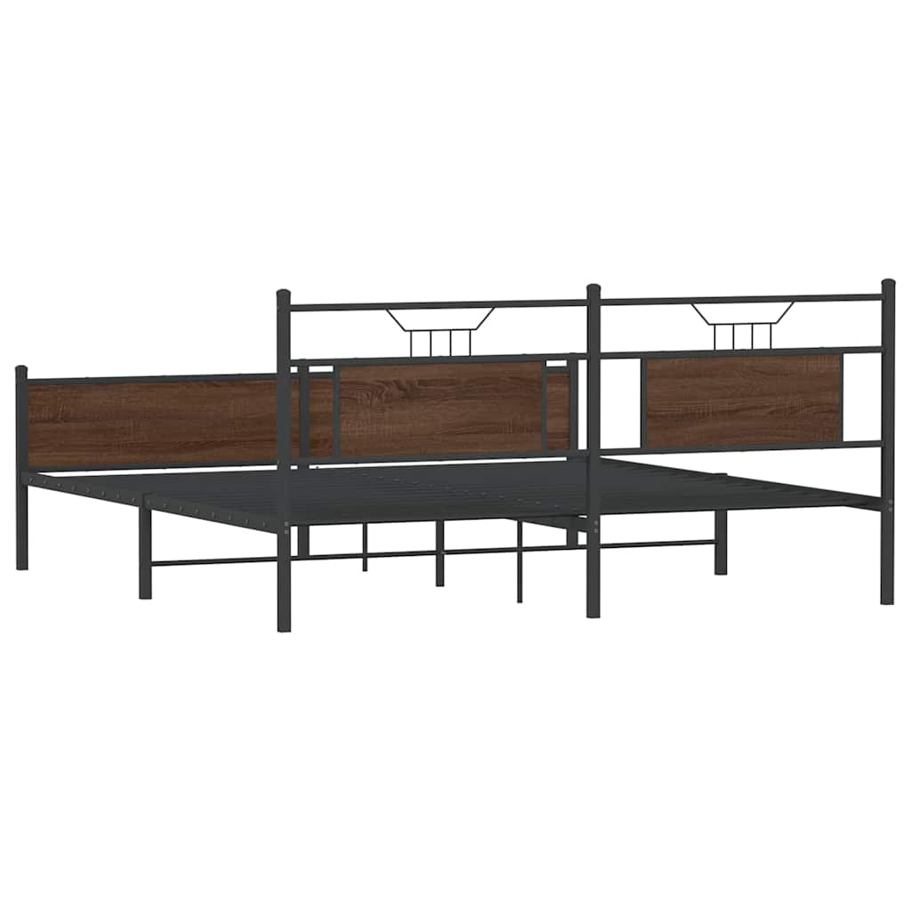 Metalni okvir kreveta bez madraca smeđa boja hrasta 183x213 cm
