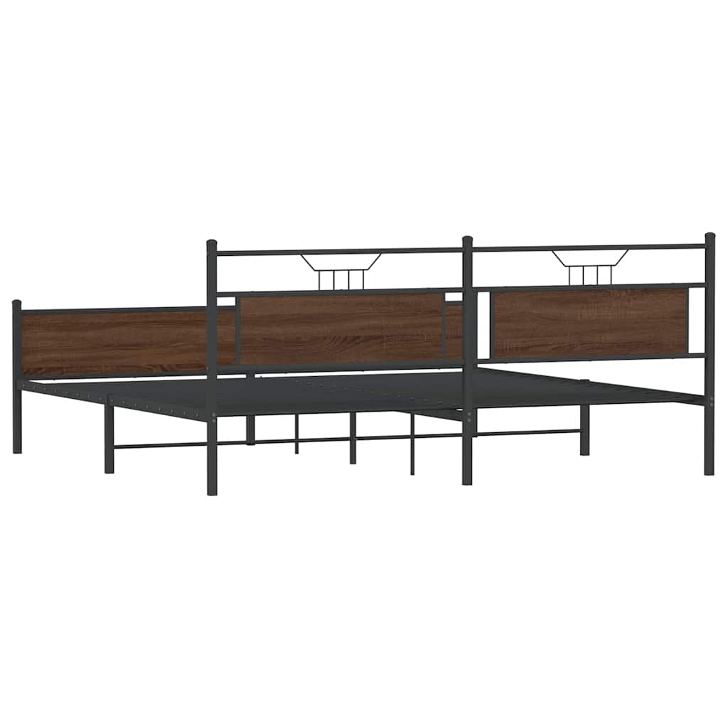 Metalni okvir kreveta bez madraca smeđa boja hrasta 200x200 cm